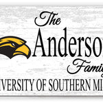 Southern Miss Family Name Sign for Southern Mississippi Alumni, Fans or Graduation Family Name