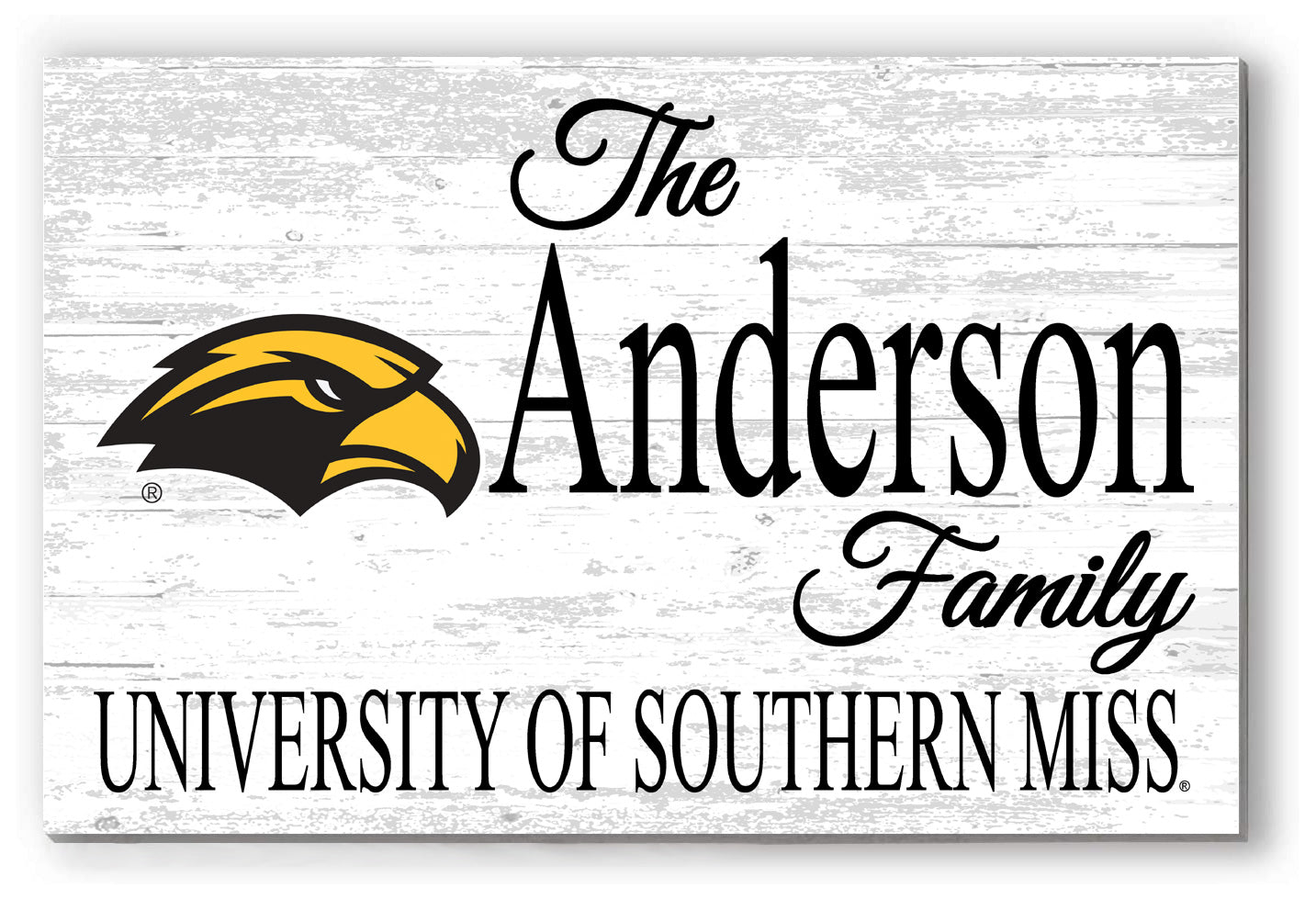 Southern Miss Family Name Sign for Southern Mississippi Alumni, Fans or Graduation Family Name