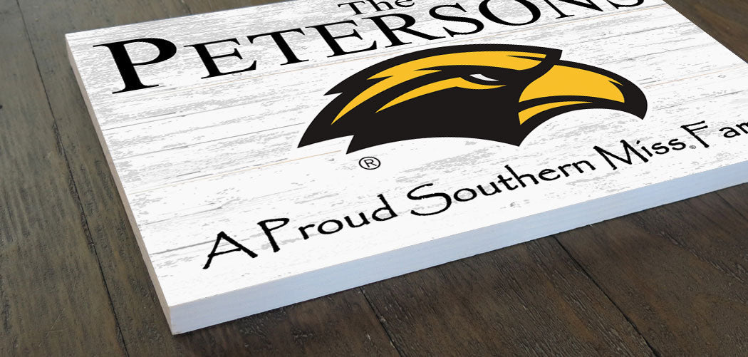 Southern Miss Family Name Sign for Southern Mississippi Alumni, Fans or Graduation A Proud Southern Miss Family
