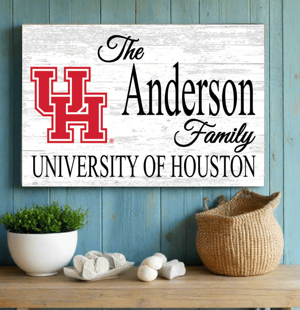 University of Houston Family Name Sign for UH Alumni, Fans or Graduation Family Name