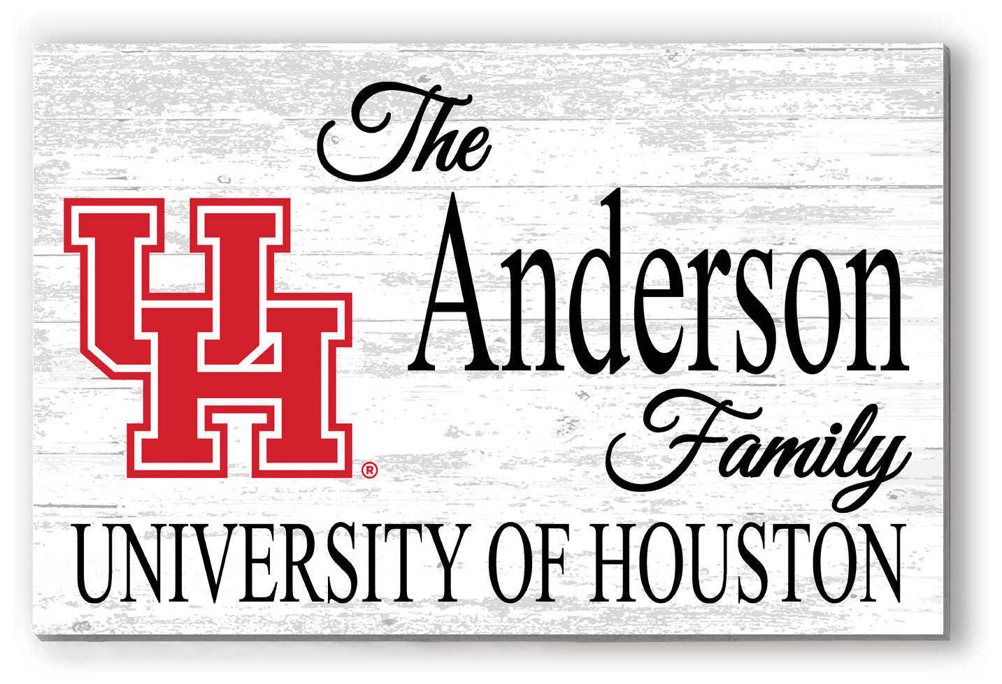University of Houston Family Name Sign for UH Alumni, Fans or Graduation Family Name