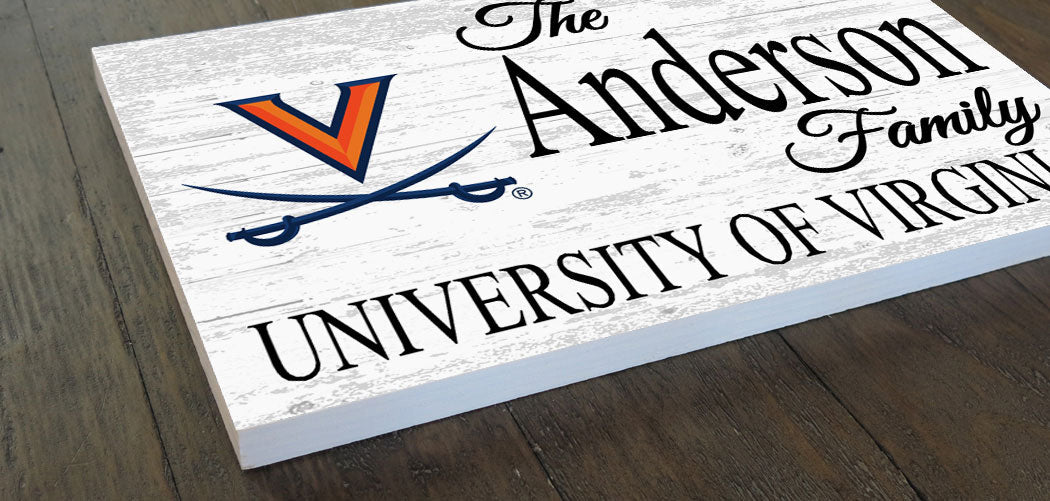 University of Virginia Family Name Sign for UVA Alumni, Fans or Graduation Family Name