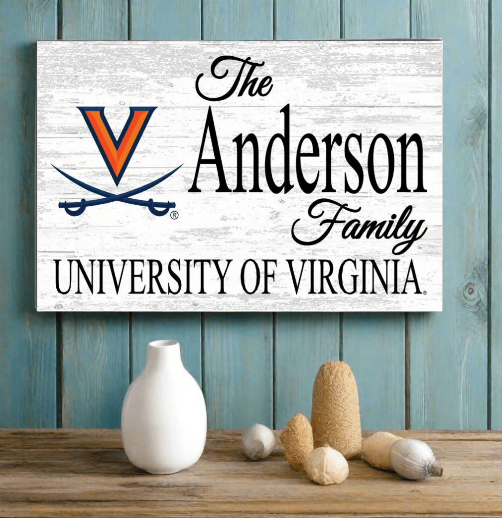 University of Virginia Family Name Sign for UVA Alumni, Fans or Graduation Family Name