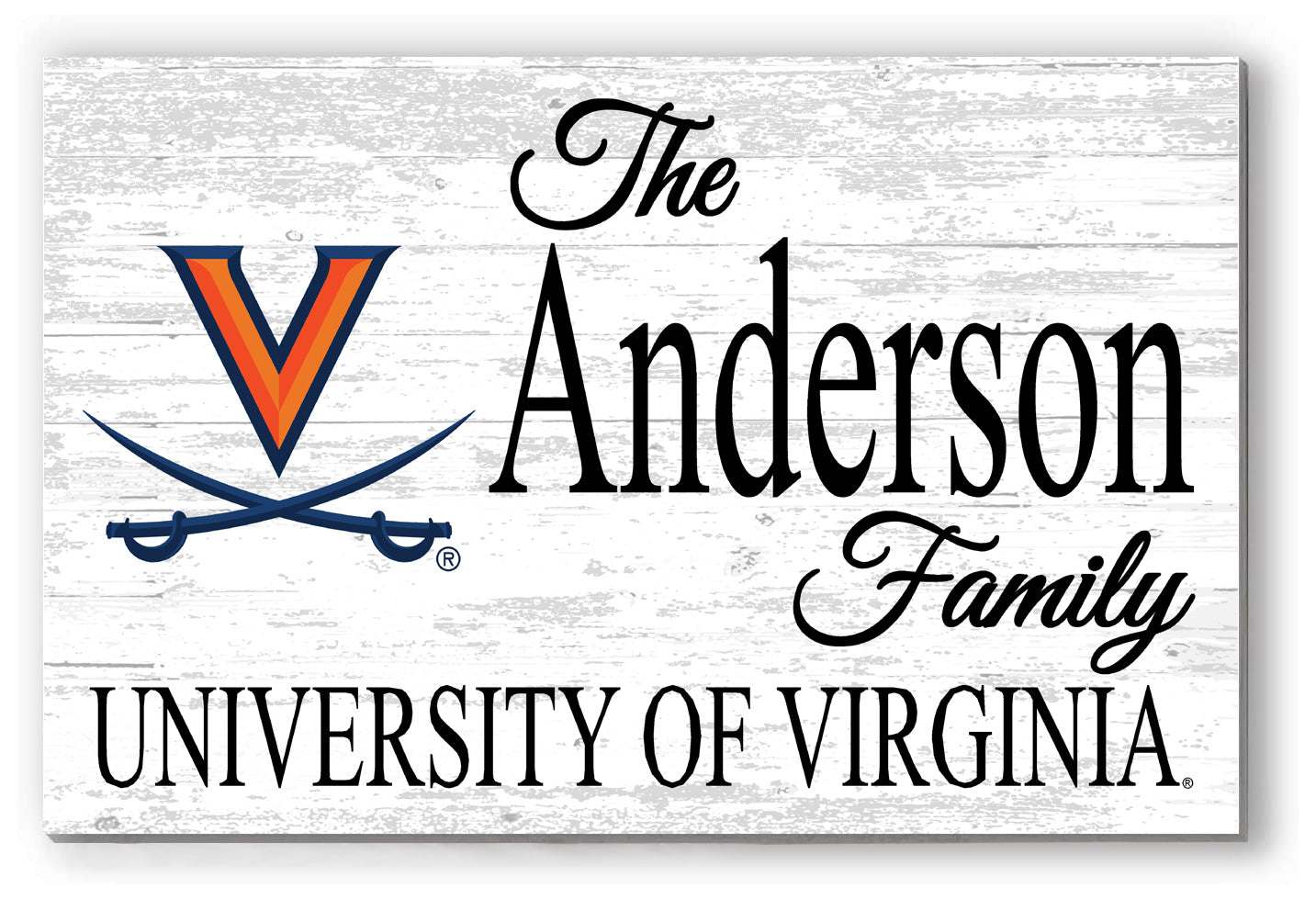 University of Virginia Family Name Sign for UVA Alumni, Fans or Graduation Family Name