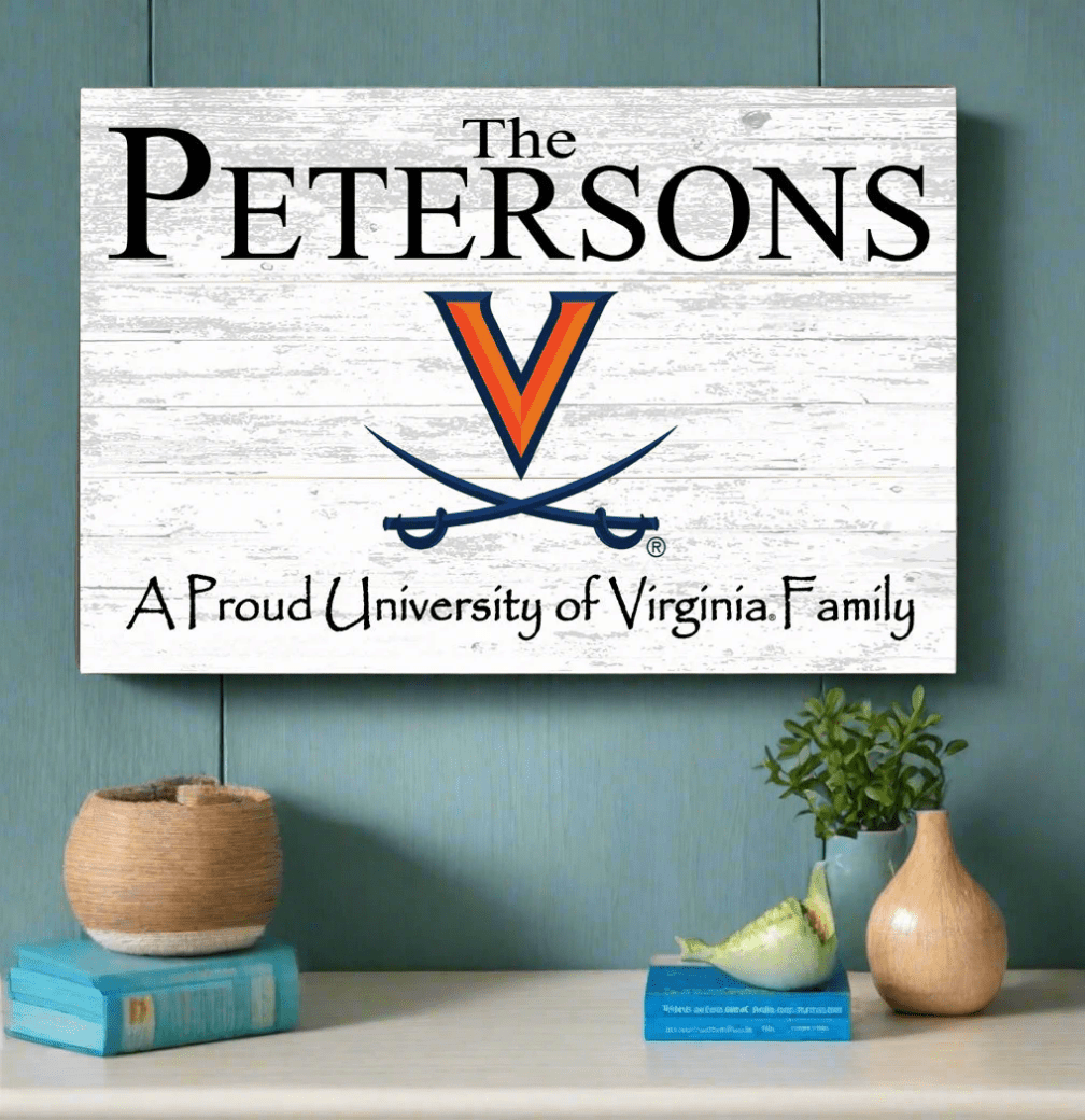 University of Virginia Family Name Sign for UVA Alumni, Fans or Graduation A Proud UVA Family