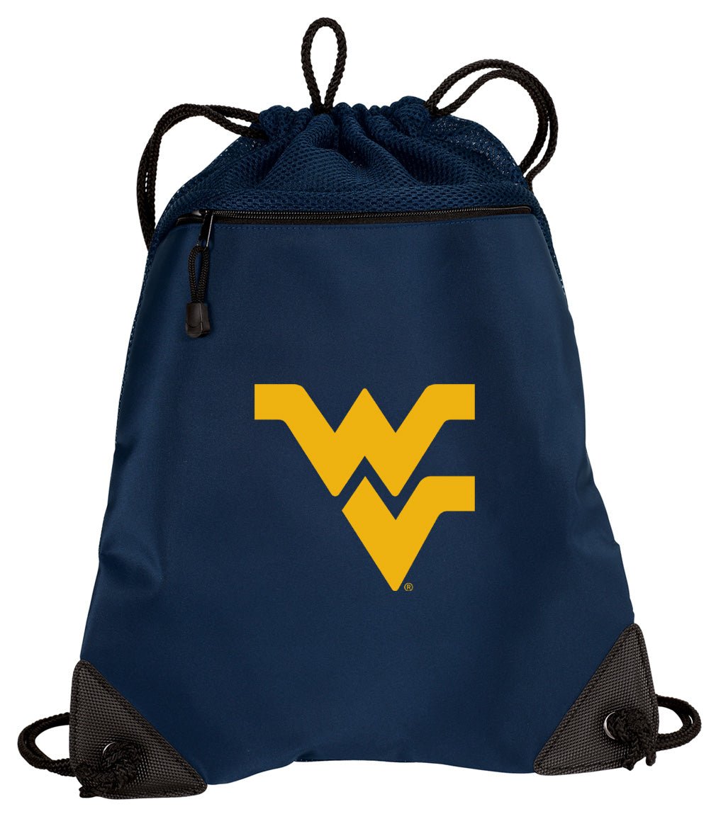 West Virginia Drawstring Backpack WVU Cinch Pack - Mesh & Microfiber Navy