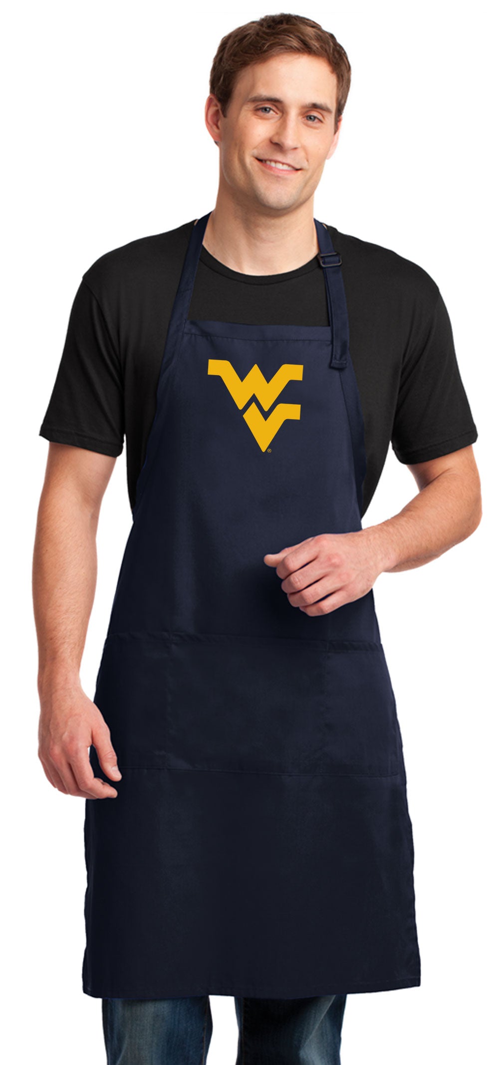 West Virginia Large Apron WVU Apron - Adjustable with Pockets Navy