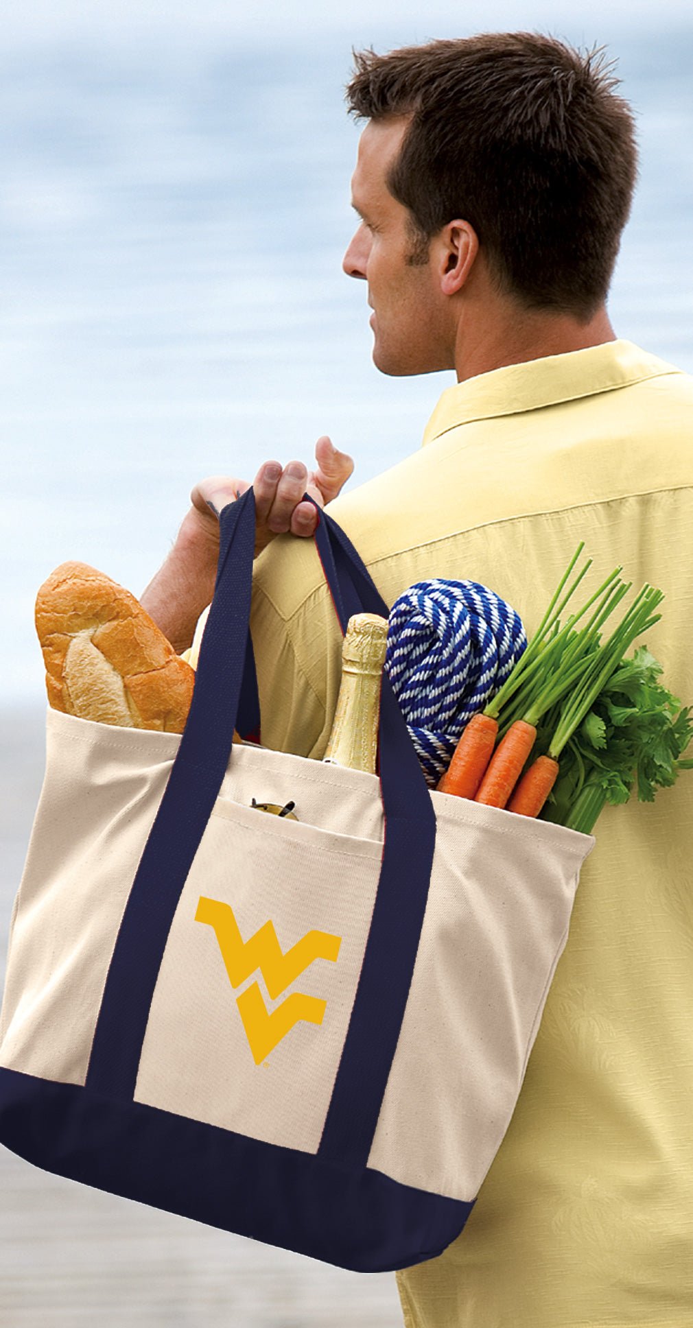 West Virginia Canvas Tote Bag WVU Classic Tote Navy