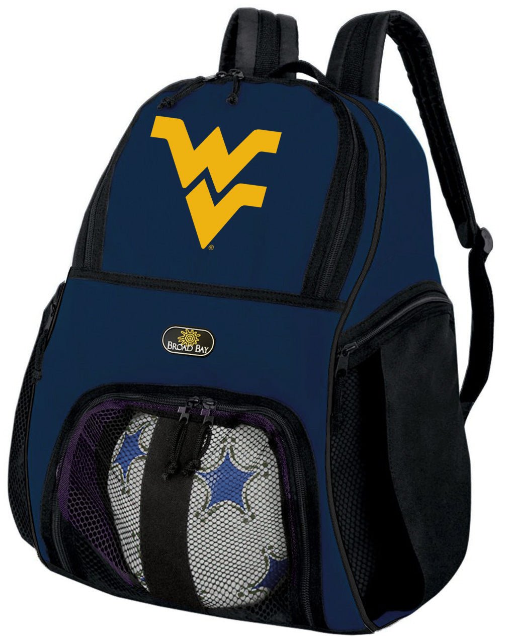 West Virginia University Soccer Ball Backpack or WVU Volleyball Sports Gear Bag Navy