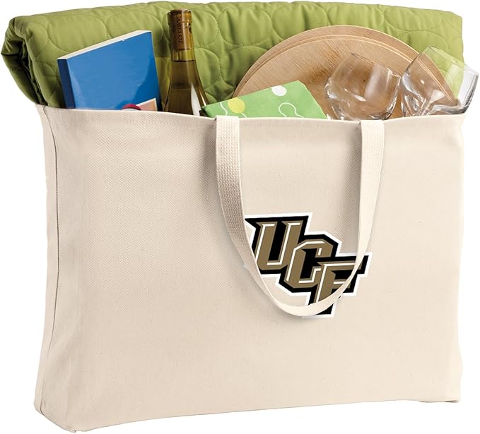 UCF Large Tote Bag Central Florida Jumbo Tote for Beach Pool or Travel Tan