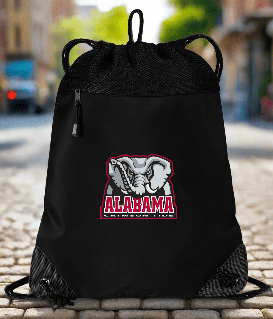 Alabama Drawstring Backpack University of Alabama Cinch Pack - Mesh & Microfiber Black