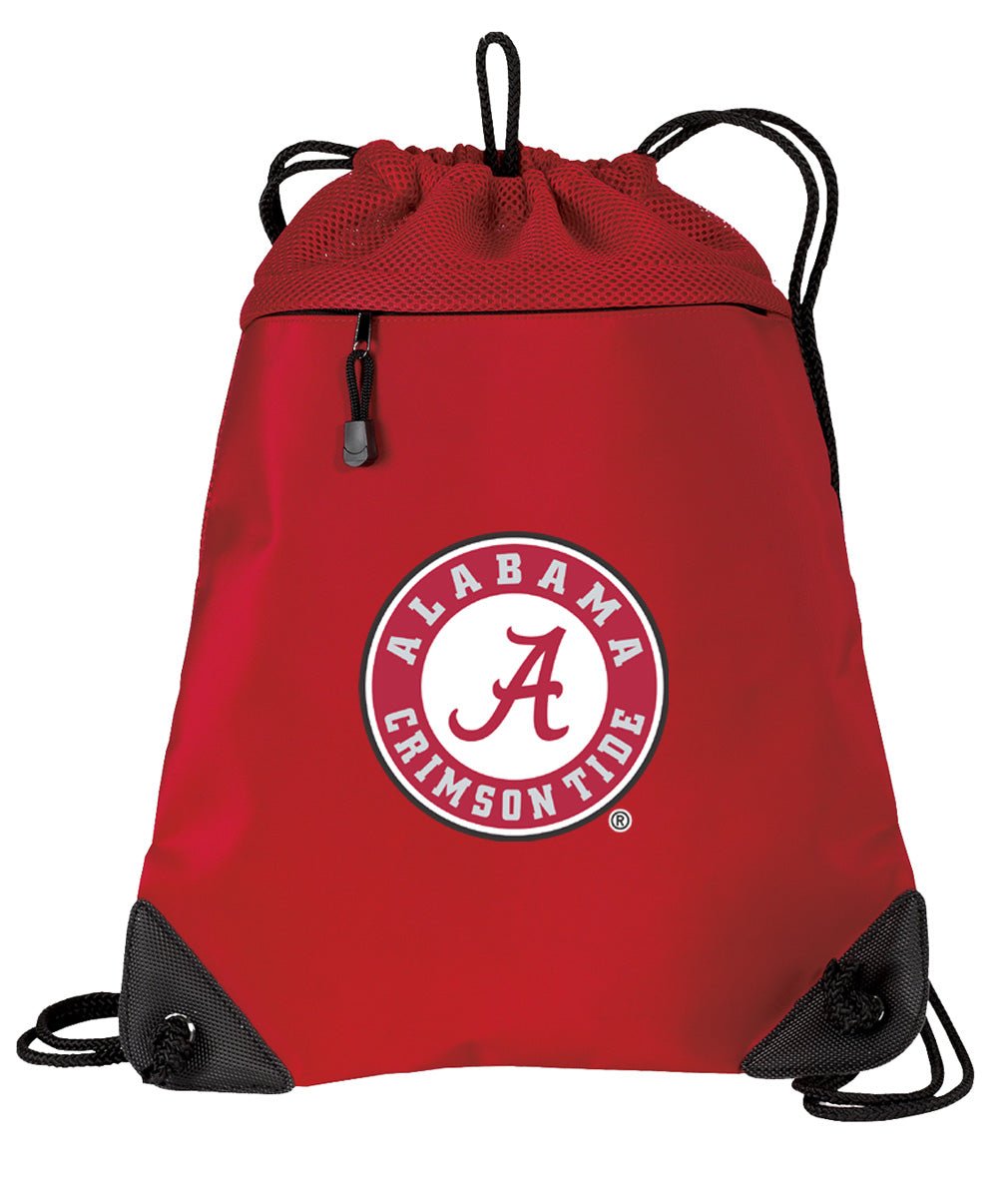 Alabama Logo Drawstring Backpack Alabama Cinch Pack - Mesh & Microfiber Red