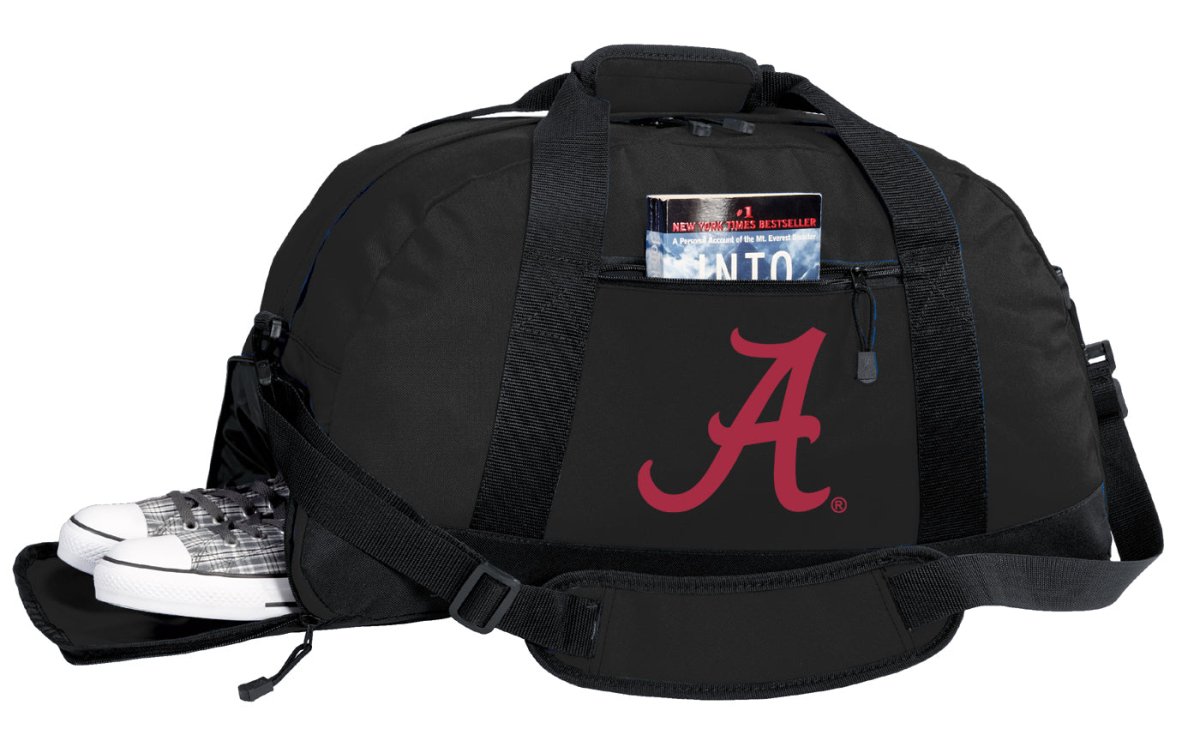 University of Alabama Duffel Bag Gym or Sports Bag with Shoe Pocket Black