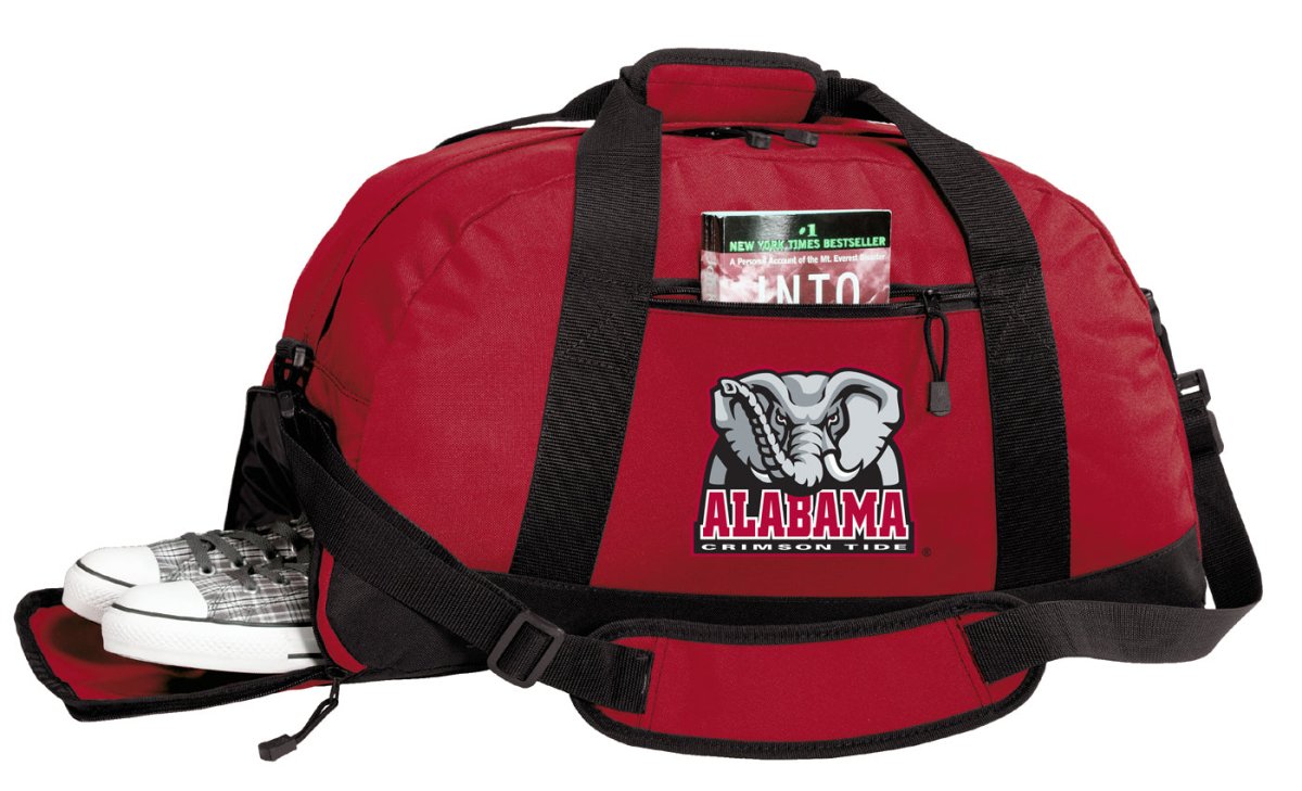 University of Alabama Duffel Bag – Crimson Tide Gym & Sports Bag with Shoe Pocket Red