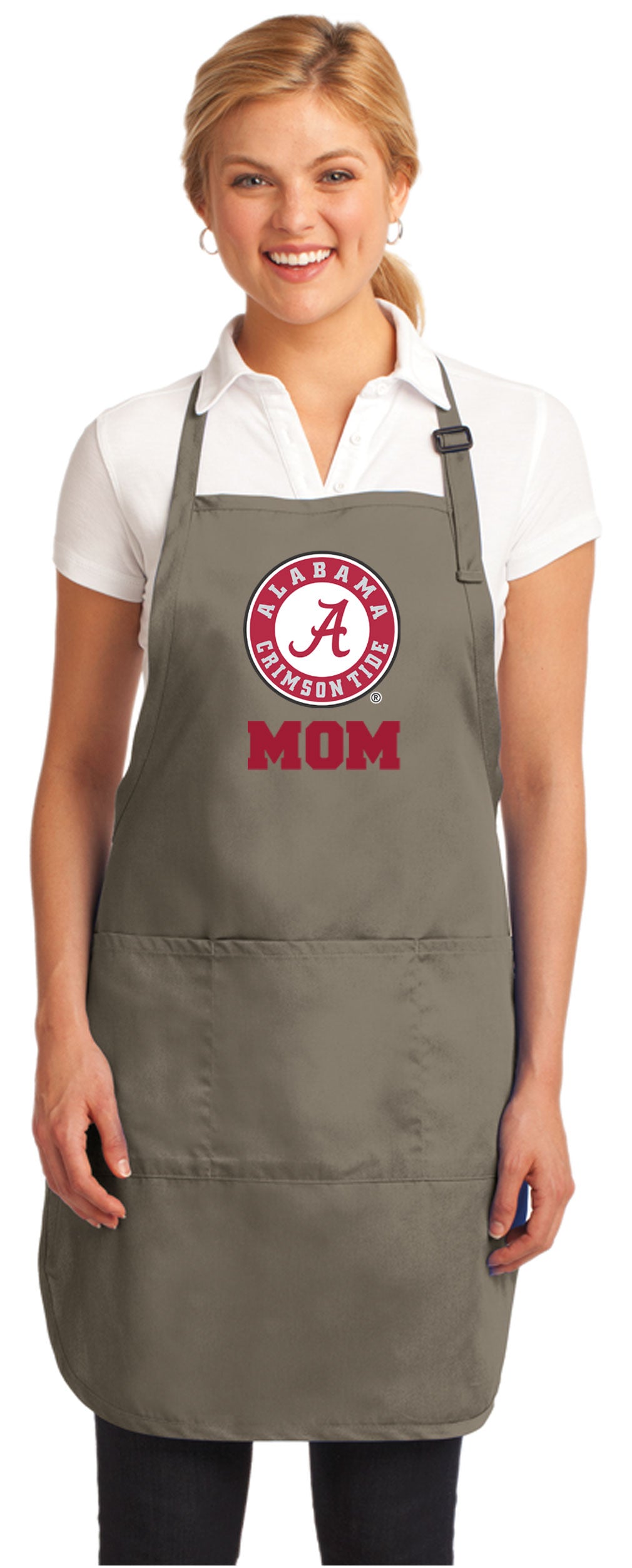 Premium Alabama Logo Apron - Stain Resistant Fabric Alabama Mom on Khaki