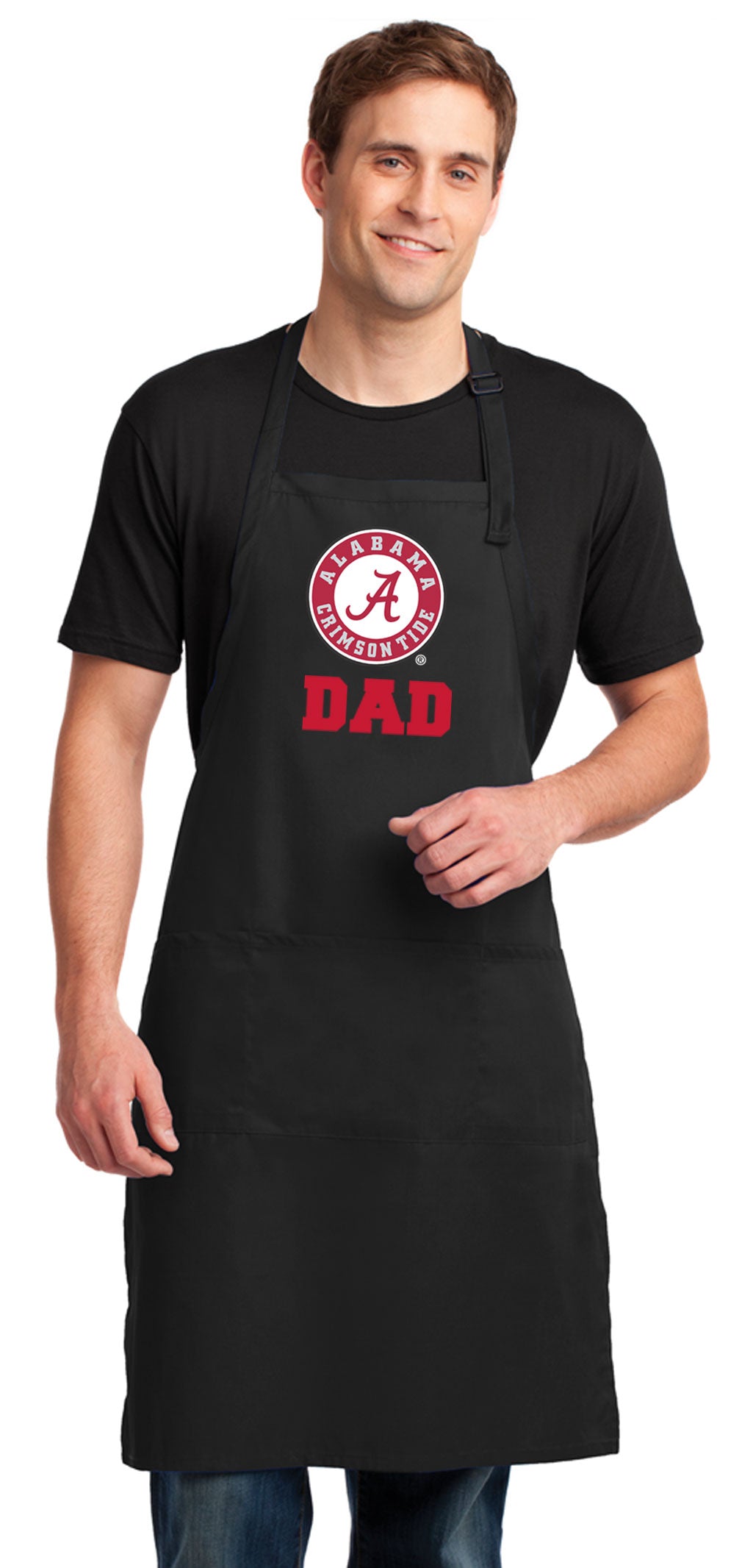 Alabama Logo Apron - Large Size - Adjustable with Pockets Alabama Dad Apron Black