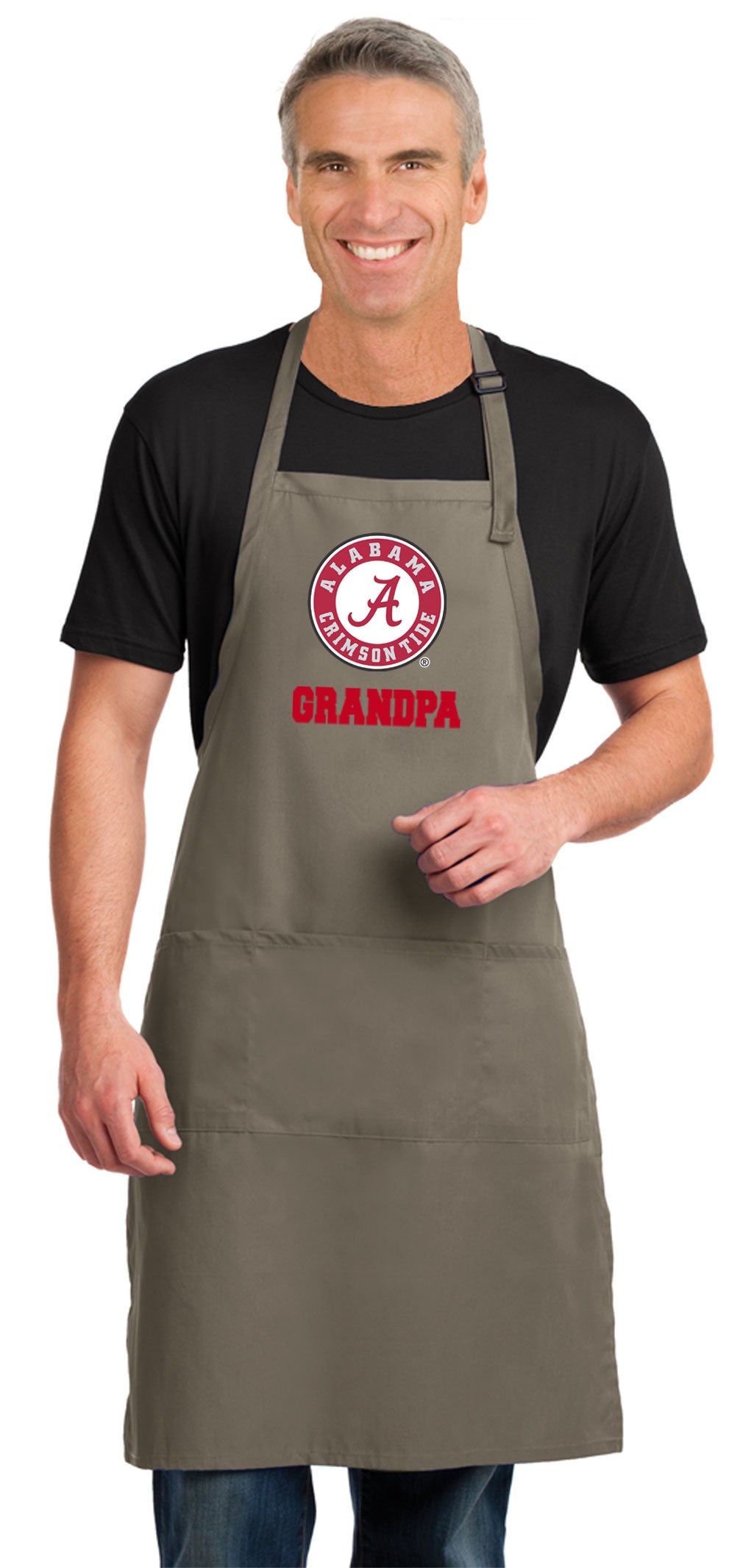 Alabama Logo Apron - Large Size - Adjustable with Pockets Alabama Grandpa Apron Khaki