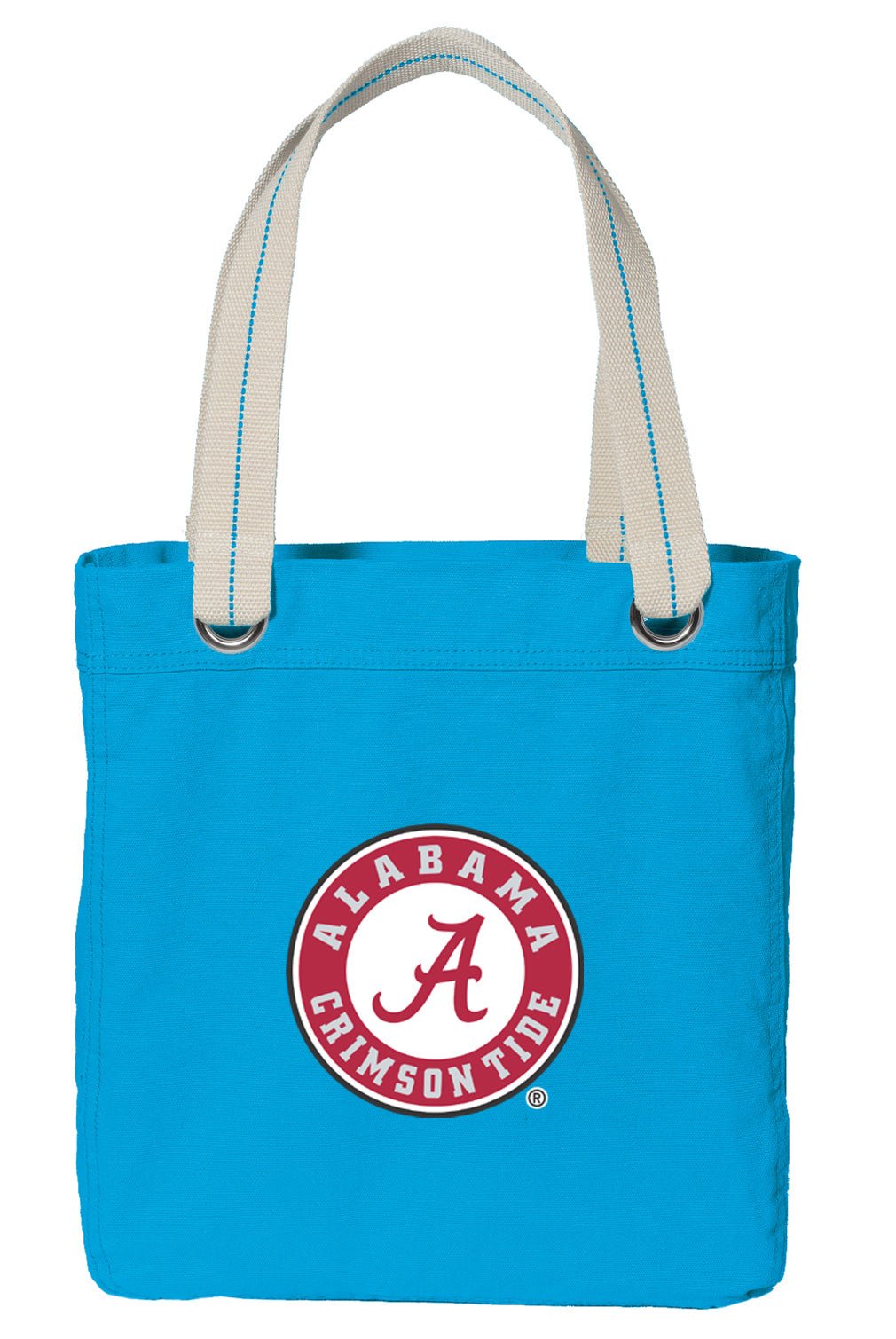 Alabama Logo Tote Bag - Deluxe Canvas Shoulder Bag Light Blue