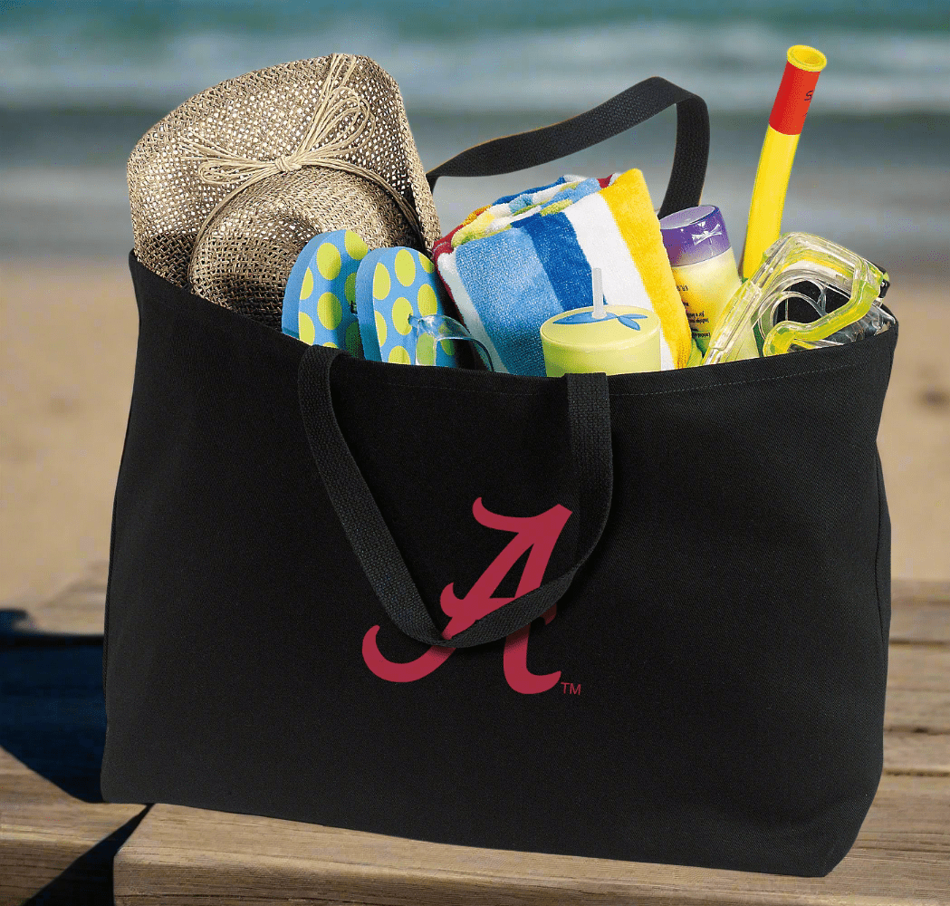 University of Alabama Large Tote Bag Alabama Jumbo Tote for Beach Pool or Travel Black