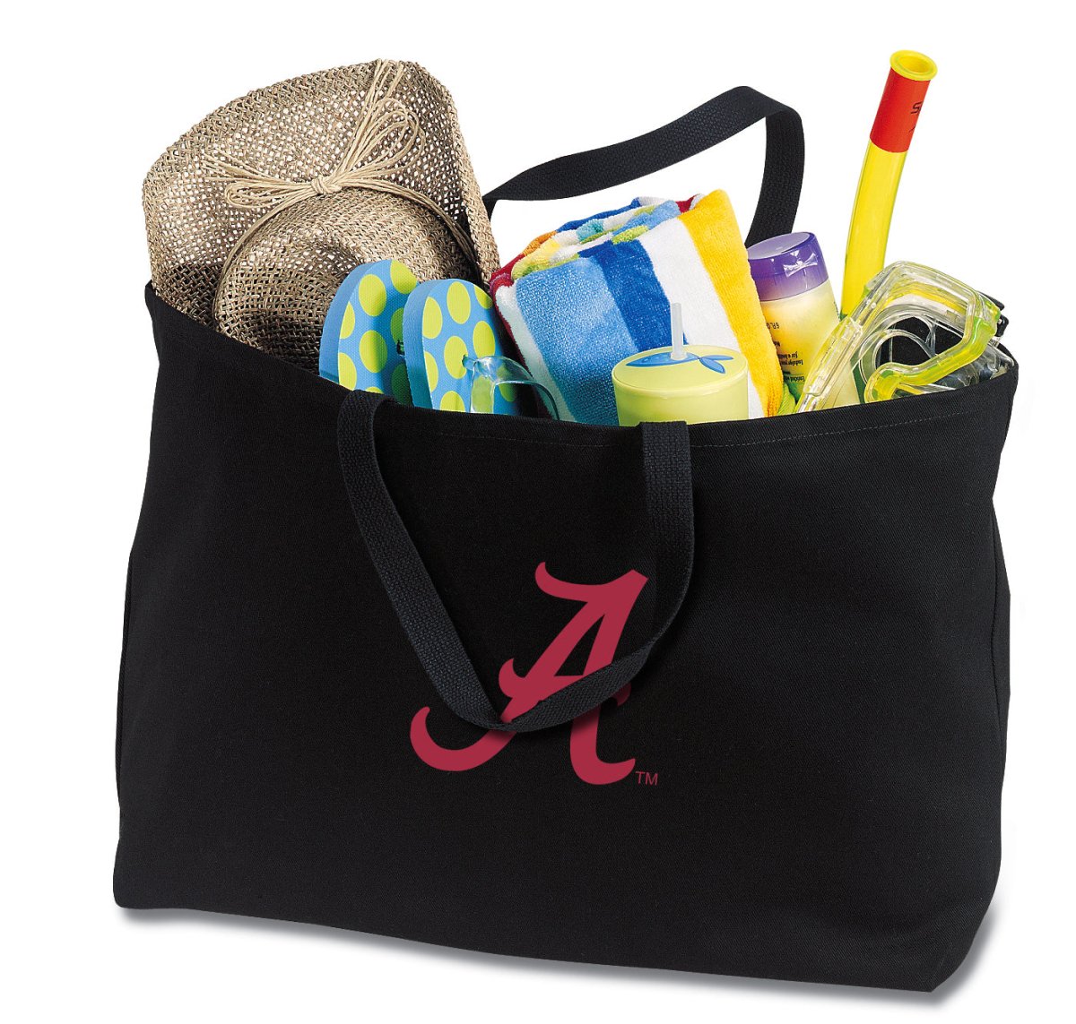 University of Alabama Large Tote Bag Alabama Jumbo Tote for Beach Pool or Travel Black