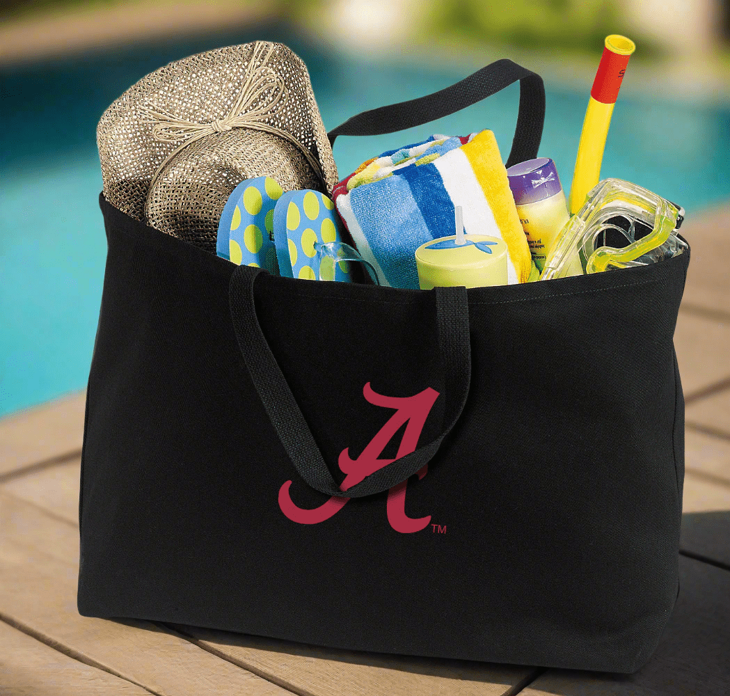 University of Alabama Large Tote Bag Alabama Jumbo Tote for Beach Pool or Travel Black