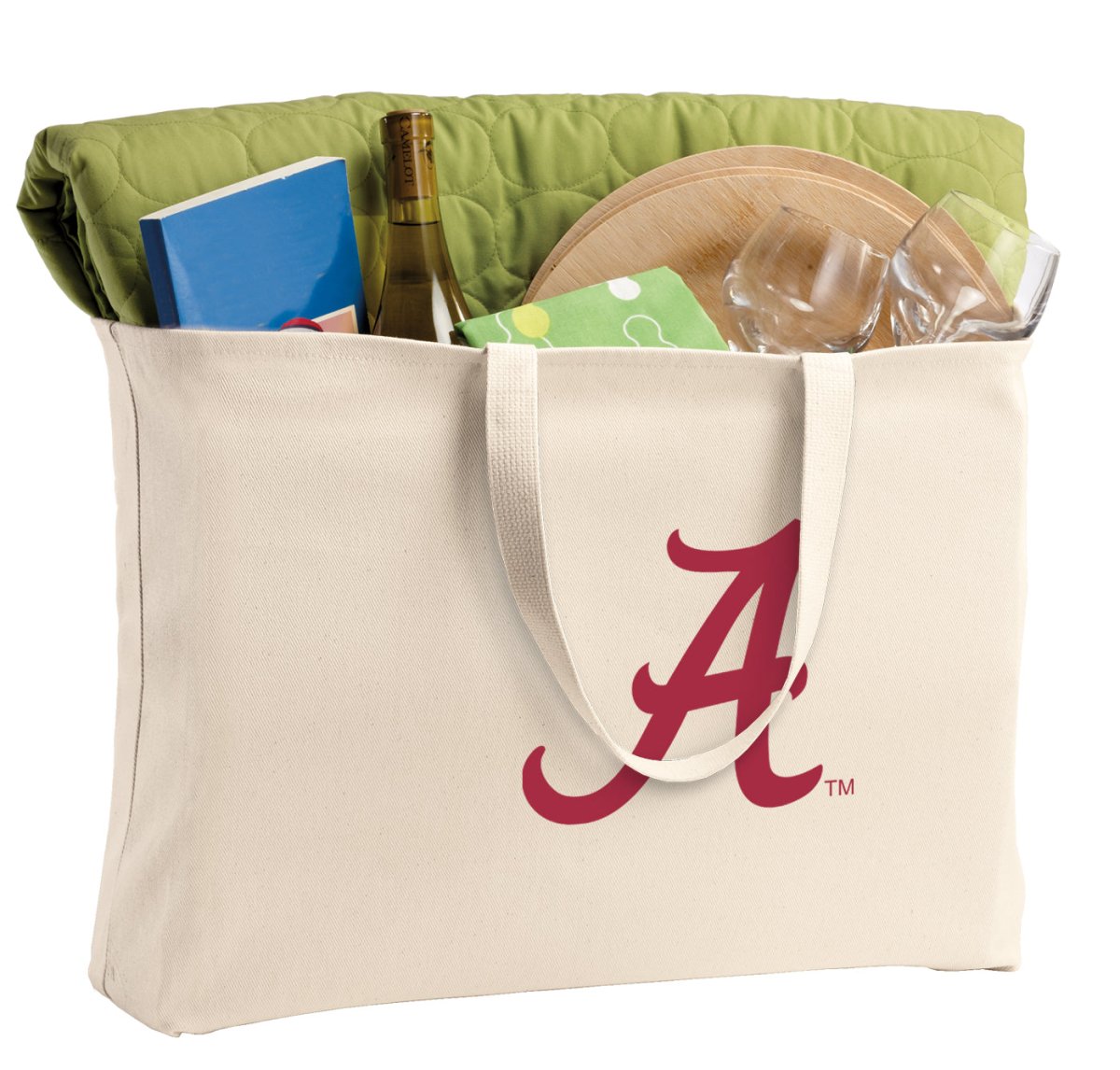 University of Alabama Large Tote Bag Alabama Jumbo Tote for Beach Pool or Travel Tan