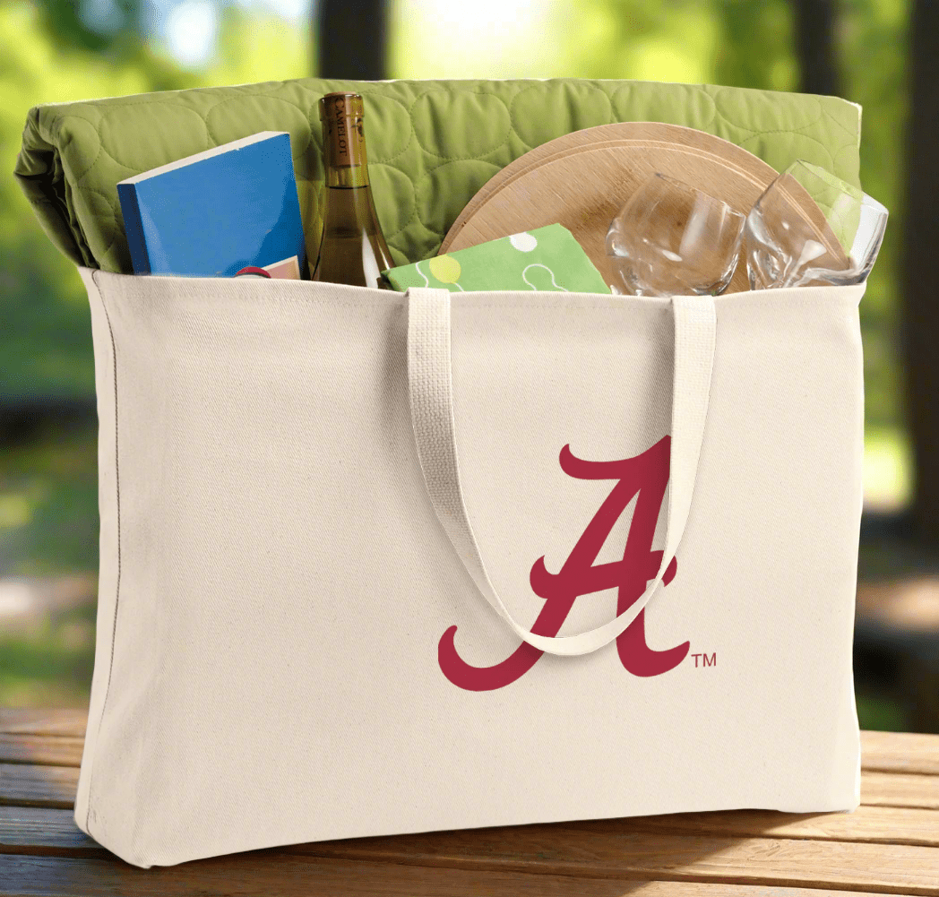 University of Alabama Large Tote Bag Alabama Jumbo Tote for Beach Pool or Travel Tan