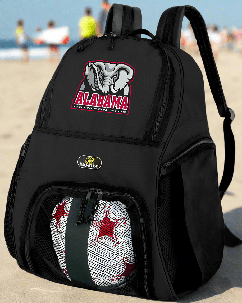 Alabama Soccer Ball Backpack or University of Alabama Volleyball Sports Gear Bag Black