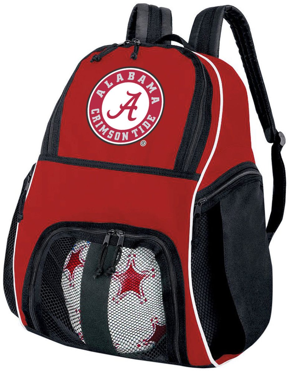 Alabama Logo Soccer Ball Backpack or Alabama Volleyball Sports Gear Bag Red