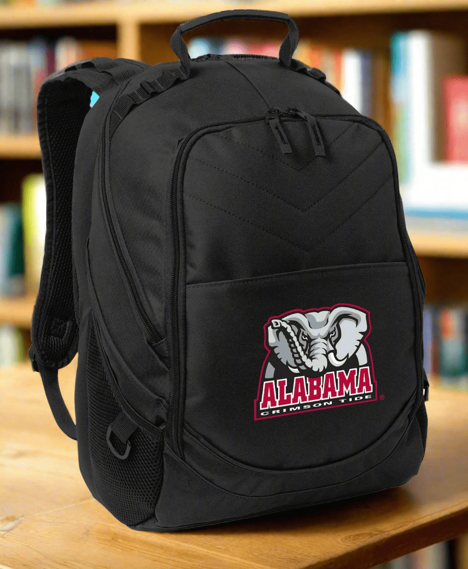 Alabama Backpack – Official Crimson Tide Laptop Backpack with Side-Entry Padded Compartment – Fits 17" Laptops – 600D Polyester Black