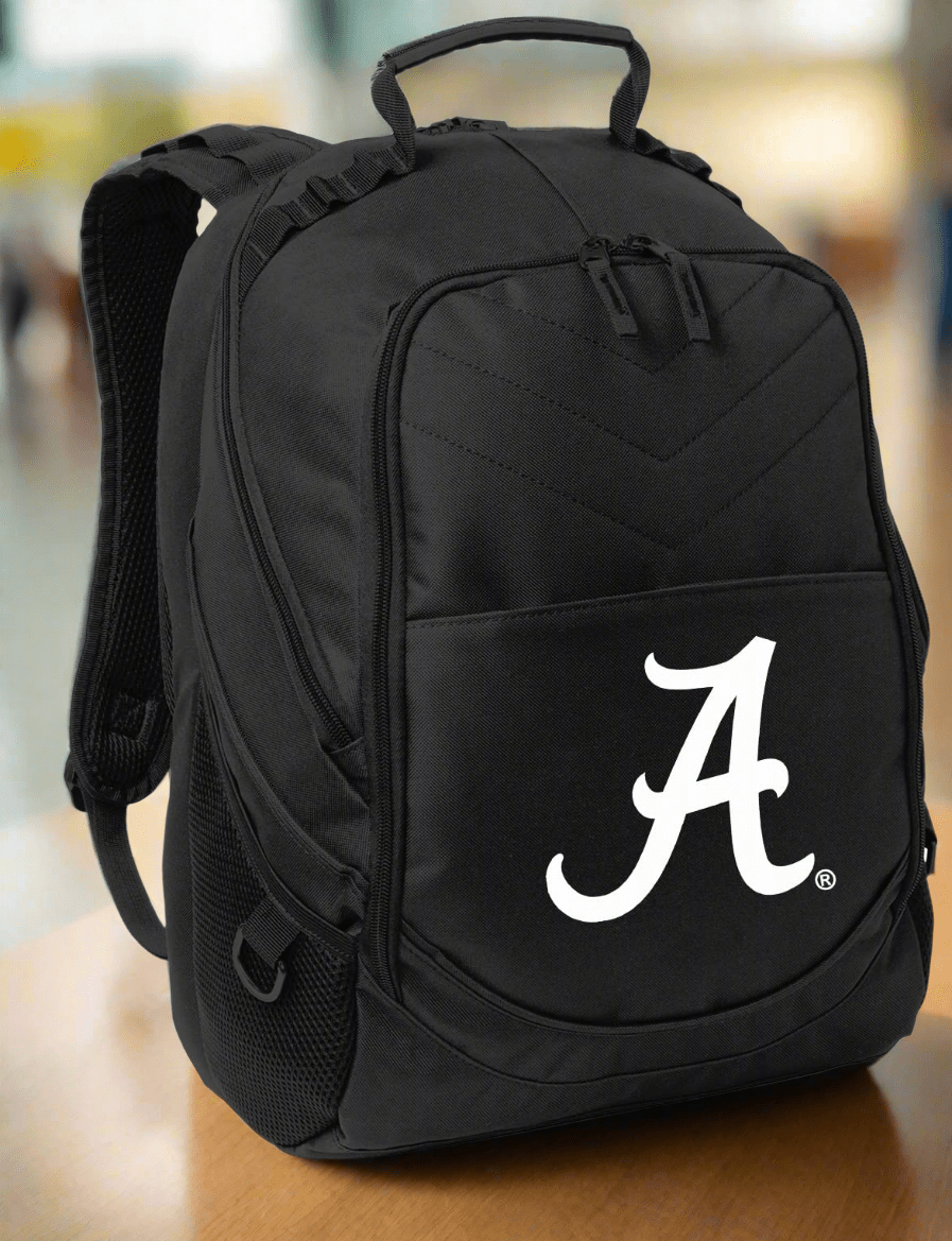 Alabama Laptop Backpack – Official Alabama Crimson Tide Bookbag – 17" Laptop Sleeve, NCAA School Gear – 600D Polyester Black