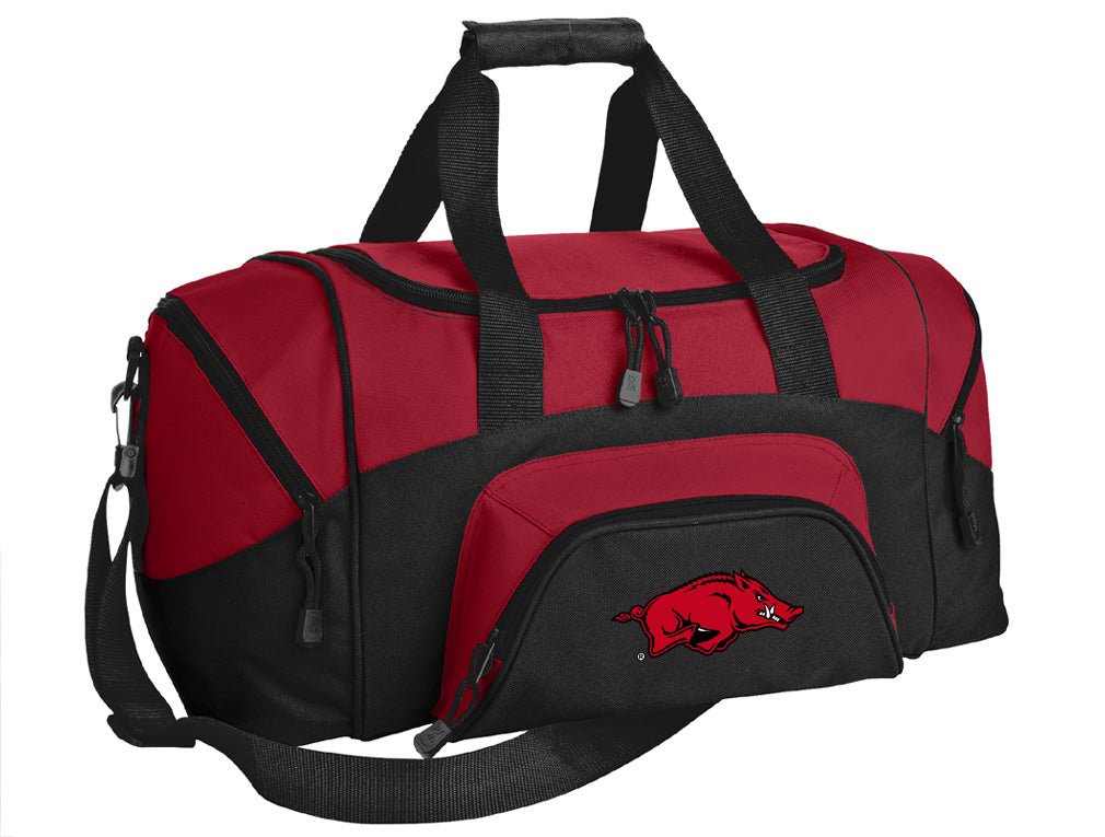 University of Arkansas Small Duffel Bag Arkansas Razorbacks Carryon Suitcase or Gym Bag Red