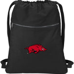 Arkansas Razorbacks Canvas Drawstring Backpack – Cotton Cinch Pack Black