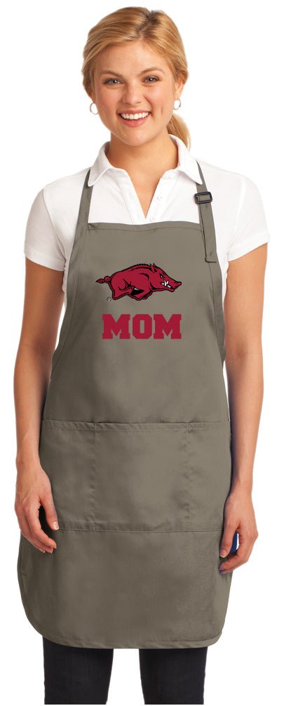 University of Arkansas Apron Arkansas Razorbacks Apron - Stain Resistant Fabric Mom on Khaki