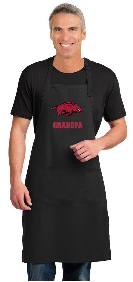 University of Arkansas Large Apron Arkansas Razorbacks Apron - Adjustable with Pockets Grandpa on Black