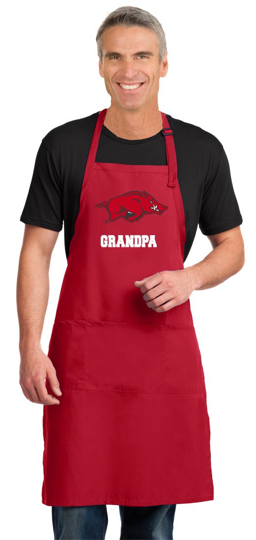 University of Arkansas Large Apron Arkansas Razorbacks Apron - Adjustable with Pockets Grandpa on Red