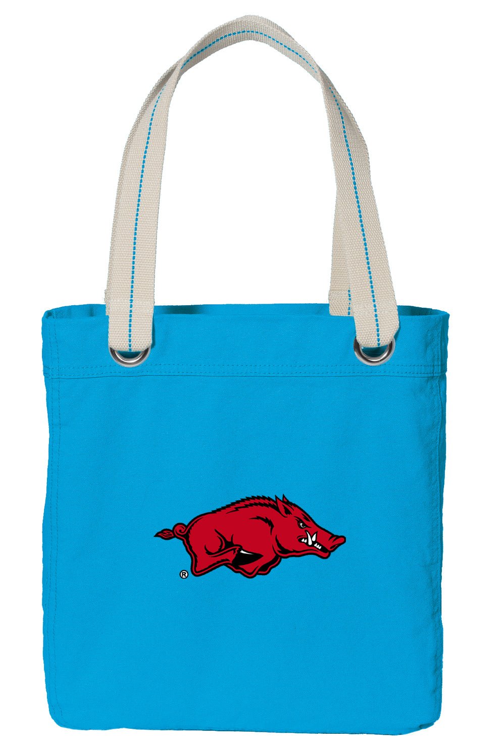 University of Arkansas Tote Bag Arkansas Razorbacks Deluxe Canvas Shoulder Bag Light Blue