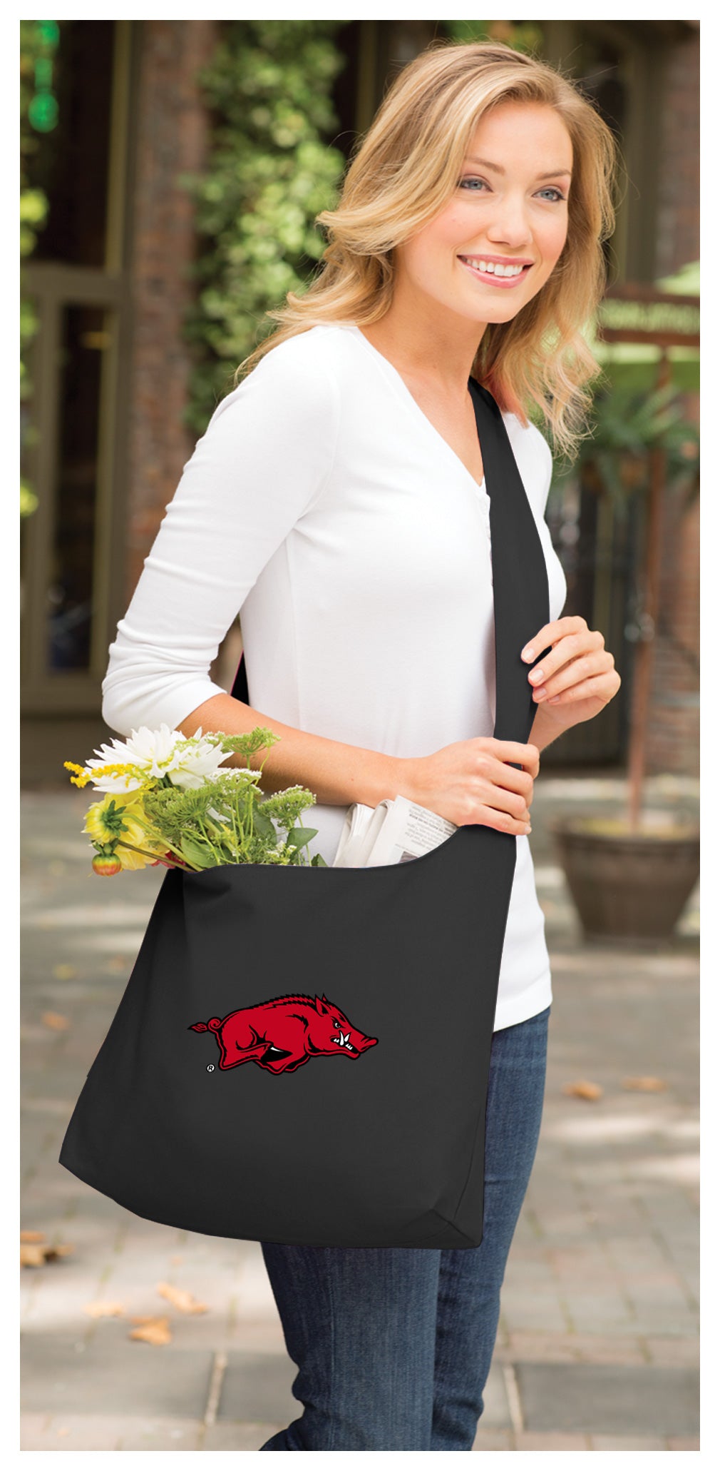 University of Arkansas Cross Body Bag Arkansas Razorbacks Shoulder Tote Bag - Sling Style Black