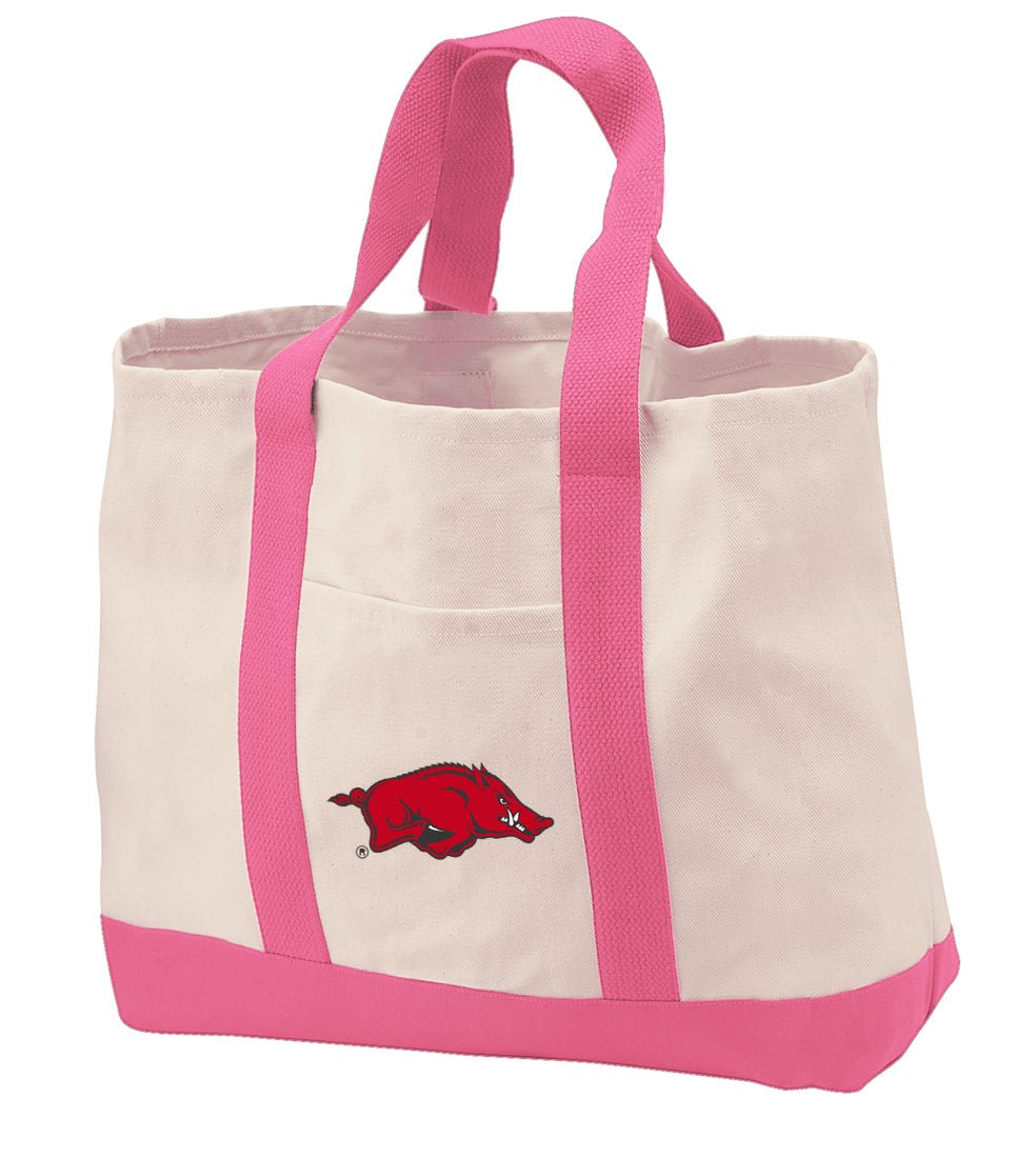 University of Arkansas Canvas Tote Bag Arkansas Razorbacks Classic Tote Pink