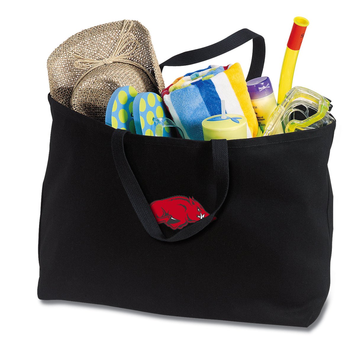 University of Arkansas Large Tote Bag Arkansas Razorbacks Jumbo Tote for Beach Pool or Travel Black
