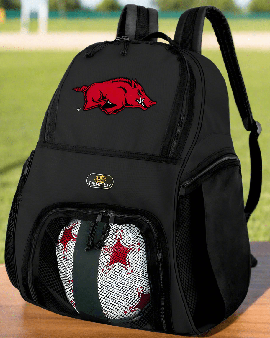 University of Arkansas Soccer Ball Backpack or Arkansas Razorbacks Volleyball Sports Gear Bag Black