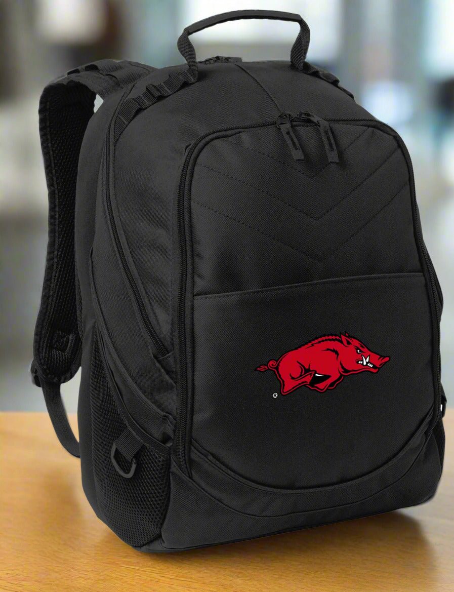 Arkansas Laptop Backpack – Official Arkansas Razorbacks Bookbag – 17" Laptop Sleeve, NCAA School Gear – 600D Polyester Black