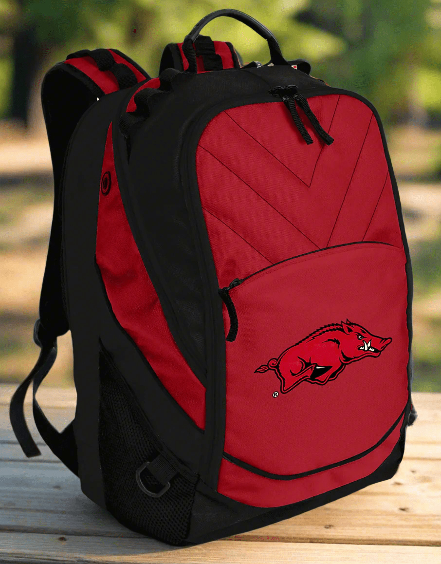 Arkansas Laptop Backpack – Official Arkansas Razorbacks Bookbag – 17" Laptop Sleeve, NCAA School Gear – 600D Polyester Red