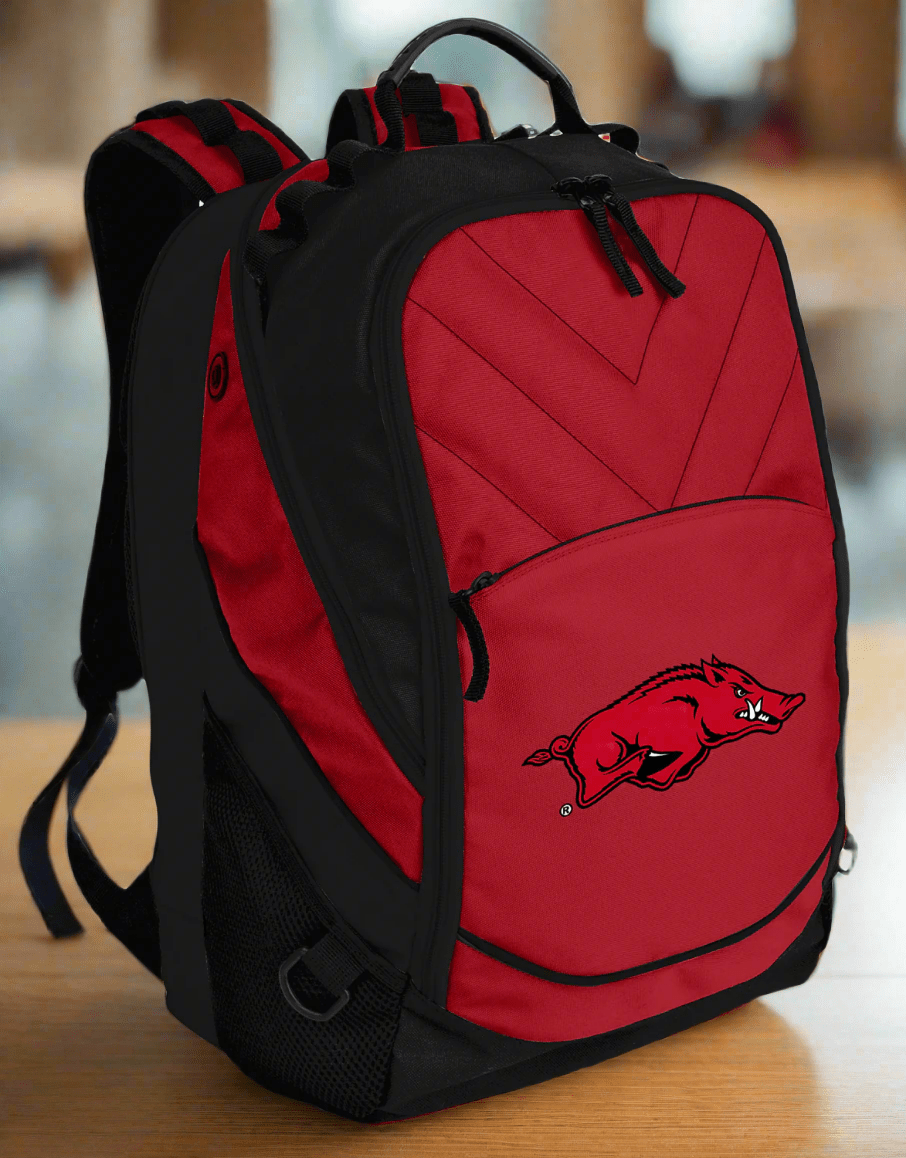 Arkansas Laptop Backpack – Official Arkansas Razorbacks Bookbag – 17" Laptop Sleeve, NCAA School Gear – 600D Polyester Red
