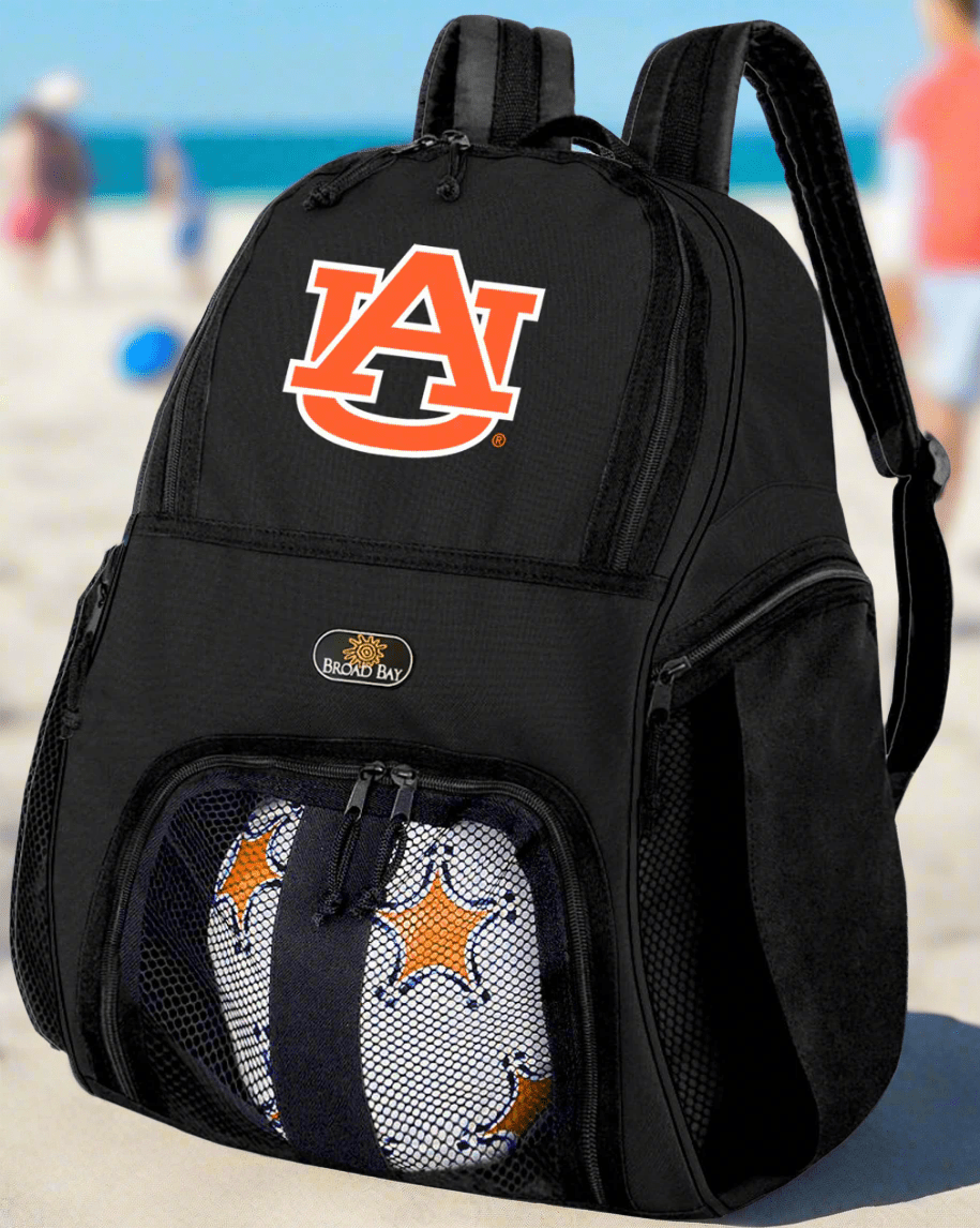 Auburn University Soccer Ball Backpack or Auburn Tigers Volleyball Sports Gear Bag Navy