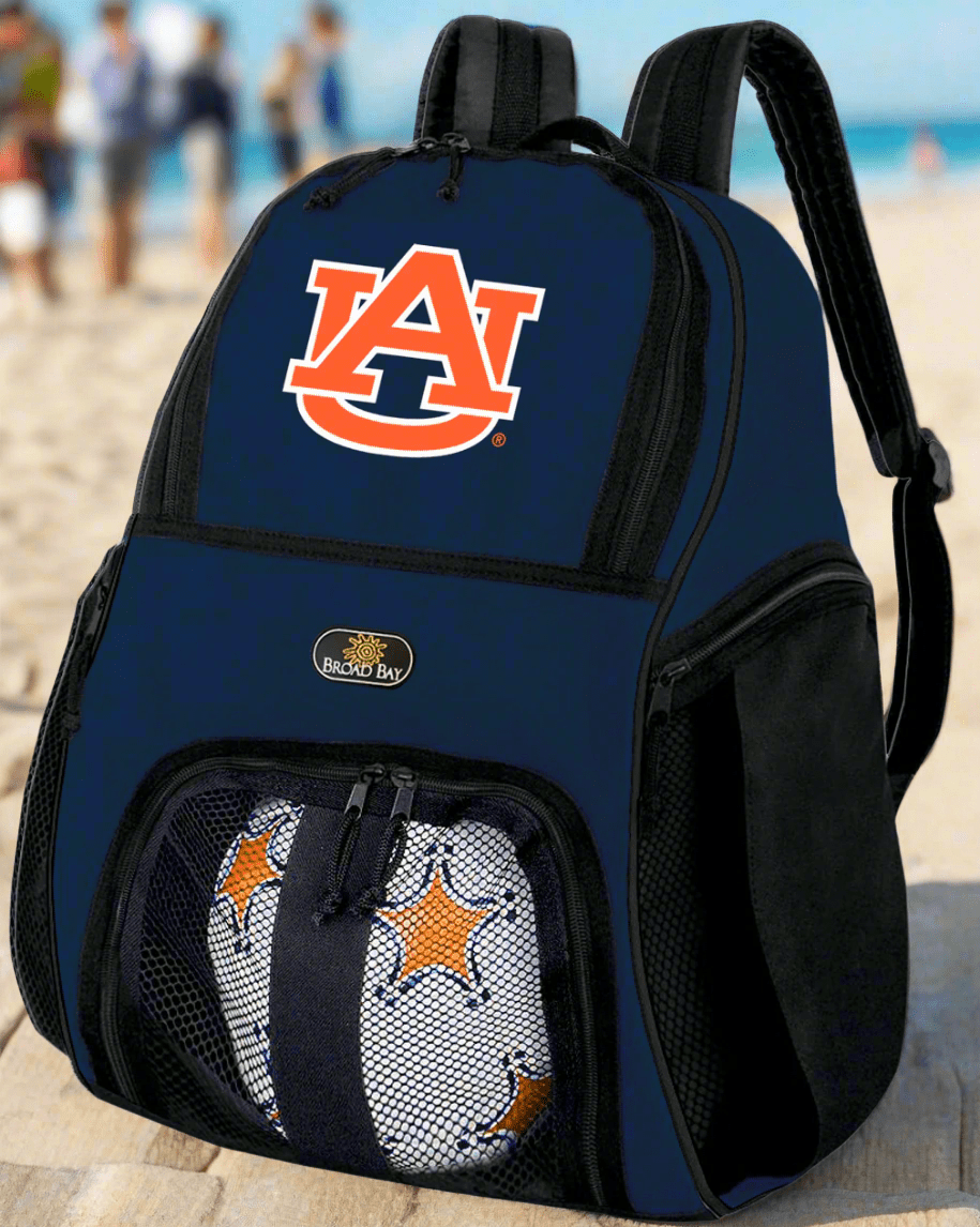 Auburn University Soccer Ball Backpack or Auburn Tigers Volleyball Sports Gear Bag Navy