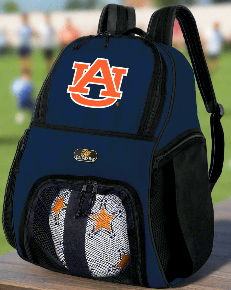 Auburn University Soccer Ball Backpack or Auburn Tigers Volleyball Sports Gear Bag Navy