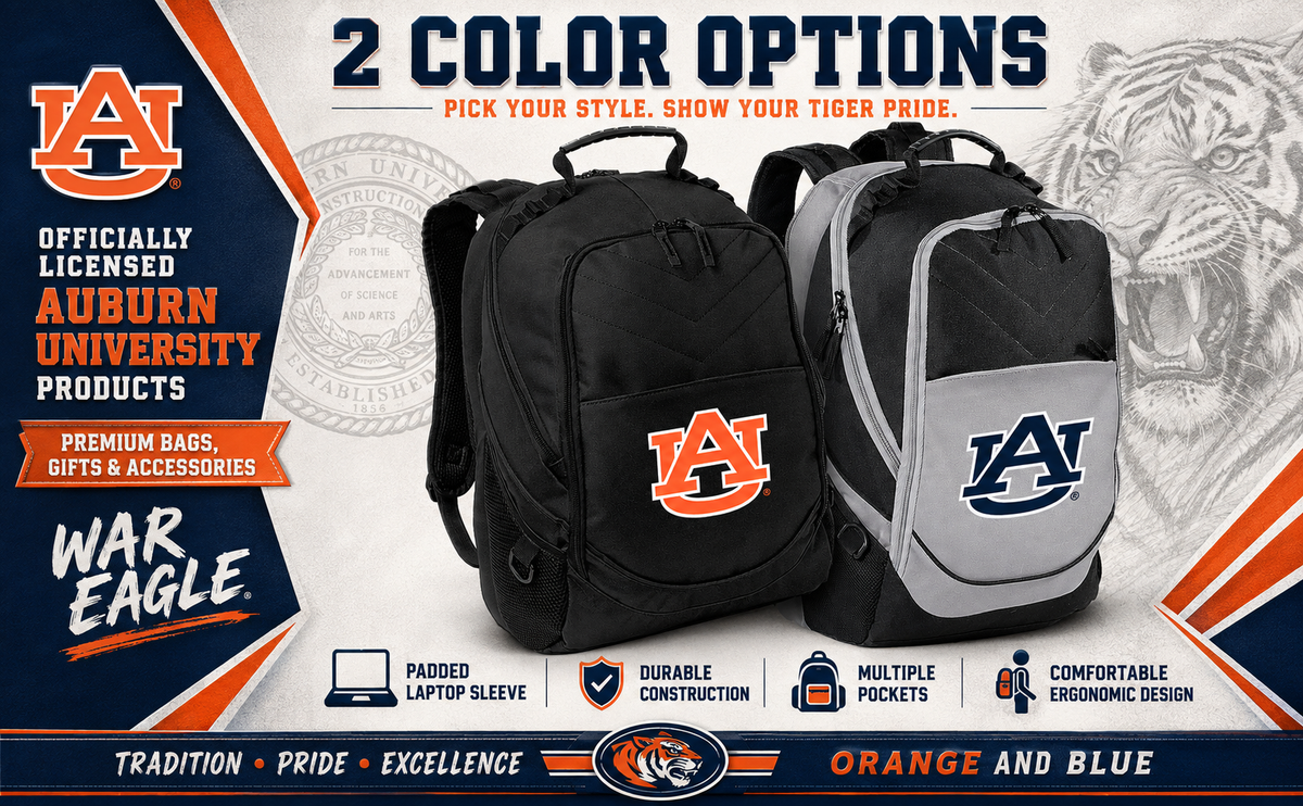 Auburn Tigers Laptop Backpack - Bookbag for Auburn University Fans