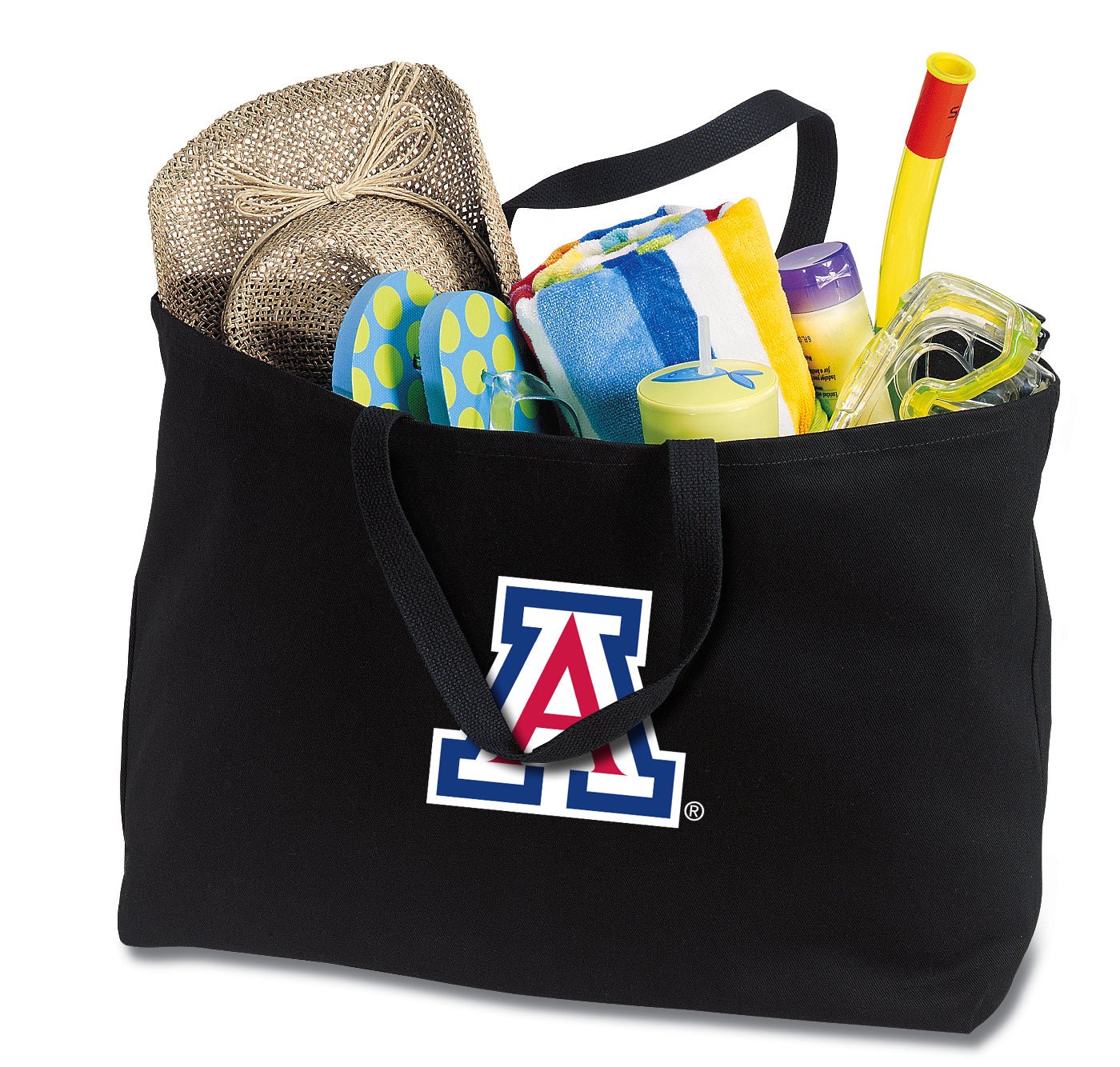 University of Arizona Large Tote Bag Arizona Wildcats Jumbo Tote for Beach Pool or Travel Black