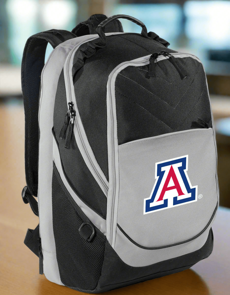 Arizona Wildcats Laptop Backpack – Official University of Arizona Bookbag – 17" Laptop Sleeve, NCAA School Gear – 600D Polyester Black and Gray